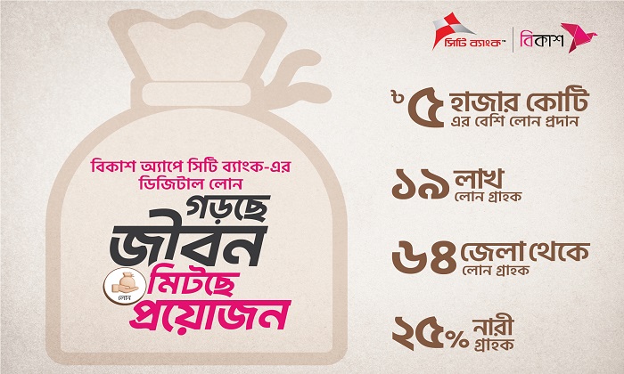 বিকাশ অ্যাপের মাধ্যমে বিতরণ হলো ৫ হাজার কোটি টাকার ডিজিটাল লোন